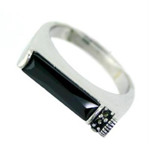 Rhodium 925 Sterling Silver Ring with AAA Grade CZ  in Jet