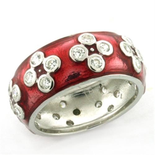 Rhodium 925 Sterling Silver Ring with Epoxy  in Rose