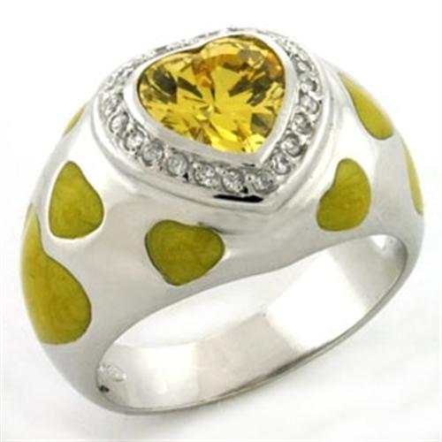 Rhodium 925 Sterling Silver Ring with AAA Grade CZ  in Topaz