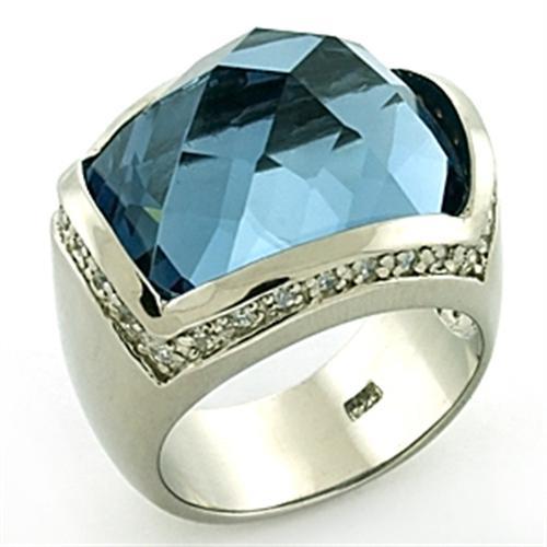 Rhodium 925 Sterling Silver Ring with Semi-Precious Spinel in London Blue