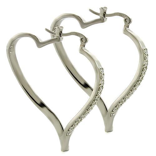 High-Polished 925 Sterling Silver Earrings with AAA Grade CZ  in Clear