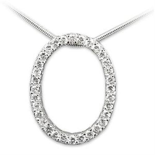 Rhodium 925 Sterling Silver Pendant with AAA Grade CZ  in Clear