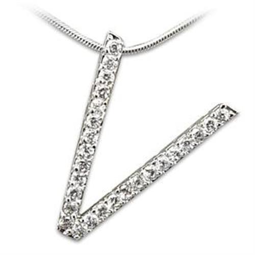 Rhodium 925 Sterling Silver Pendant with AAA Grade CZ  in Clear