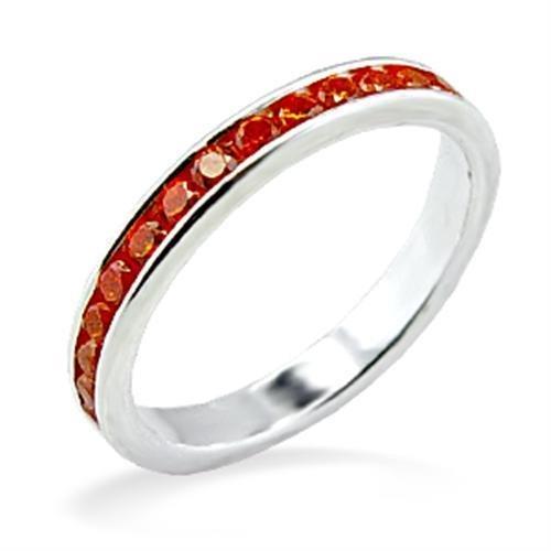 High-Polished 925 Sterling Silver Ring with AAA Grade CZ  in Orange