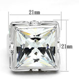 Rhodium 925 Sterling Silver Ring with AAA Grade CZ  in Clear