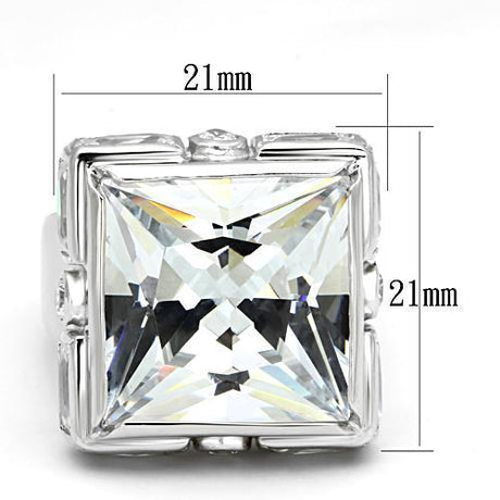 Rhodium 925 Sterling Silver Ring with AAA Grade CZ  in Clear