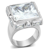 Rhodium 925 Sterling Silver Ring with AAA Grade CZ  in Clear