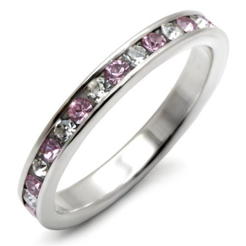 High-Polished 925 Sterling Silver Ring with Top Grade Crystal  in Light Amethyst