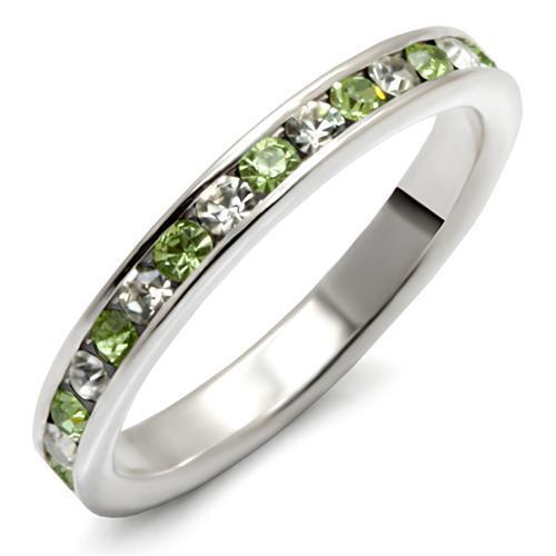 High-Polished 925 Sterling Silver Ring with Top Grade Crystal  in Peridot