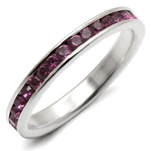 High-Polished 925 Sterling Silver Ring with Top Grade Crystal  in Amethyst