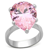 Rhodium 925 Sterling Silver Ring with AAA Grade CZ  in Rose