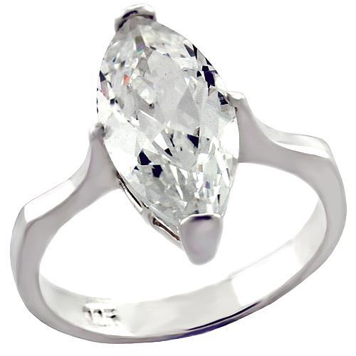 High-Polished 925 Sterling Silver Ring with AAA Grade CZ  in Clear