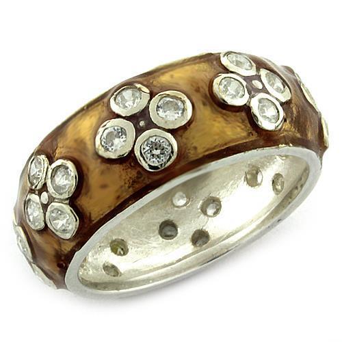 Rhodium 925 Sterling Silver Ring with AAA Grade CZ  in Clear