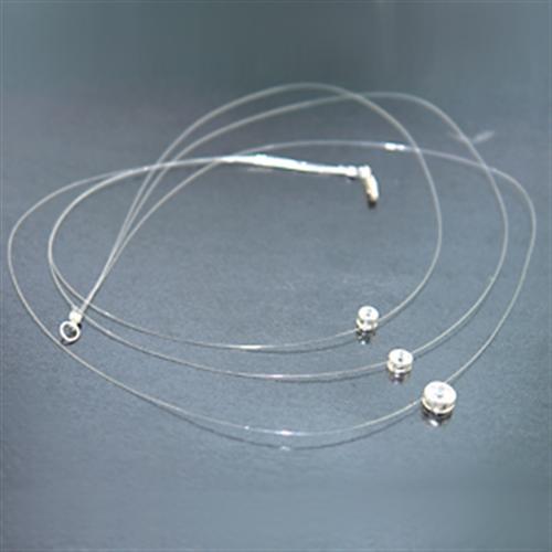 Silver 925 Sterling Silver Necklace with AAA Grade CZ  in Clear