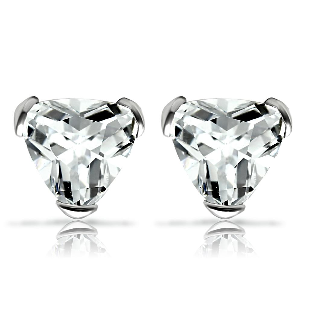 Rhodium 925 Sterling Silver Earrings with AAA Grade CZ  in Clear