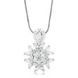 Rhodium 925 Sterling Silver Pendant with AAA Grade CZ  in Clear