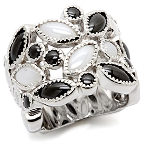 Rhodium 925 Sterling Silver Ring with Milky CZ  in Multi Color