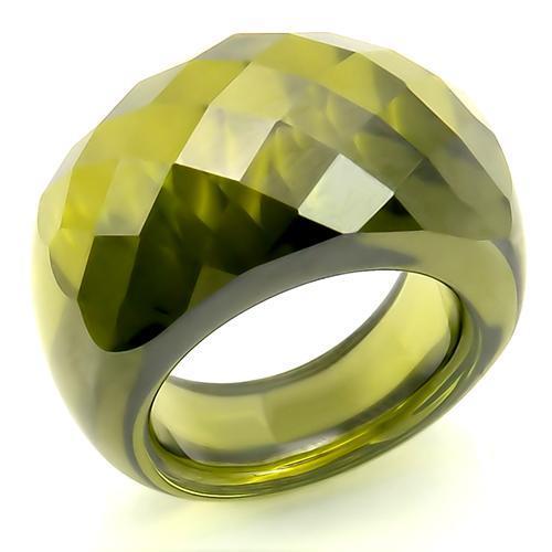 Stone Ring with AAA Grade CZ  in Olivine color