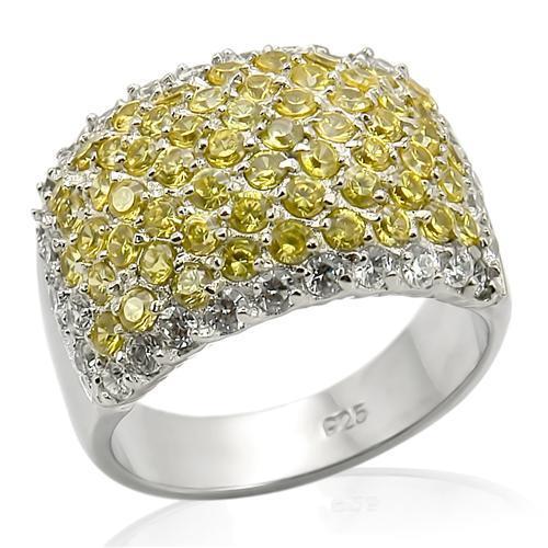 Rhodium 925 Sterling Silver Ring with AAA Grade CZ  in Topaz