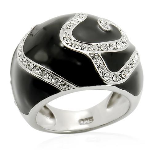 Rhodium 925 Sterling Silver Ring with Top Grade Crystal  in Clear
