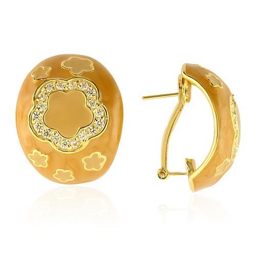 Gold 925 Sterling Silver Earrings with AAA Grade CZ  in Clear