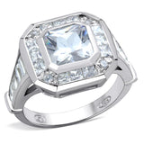 Rhodium 925 Sterling Silver Ring with AAA Grade CZ  in Clear