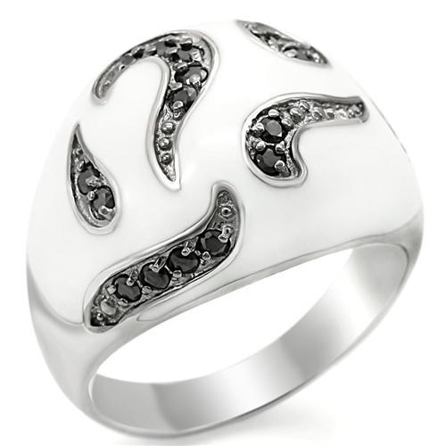 Rhodium + Ruthenium 925 Sterling Silver Ring with AAA Grade CZ  in Jet