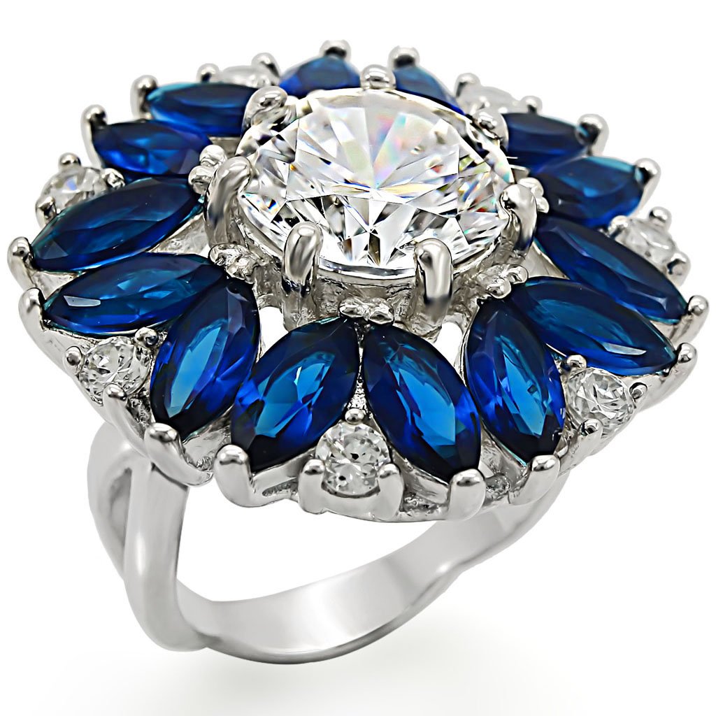 High-Polished 925 Sterling Silver Ring with AAA Grade CZ  in Clear