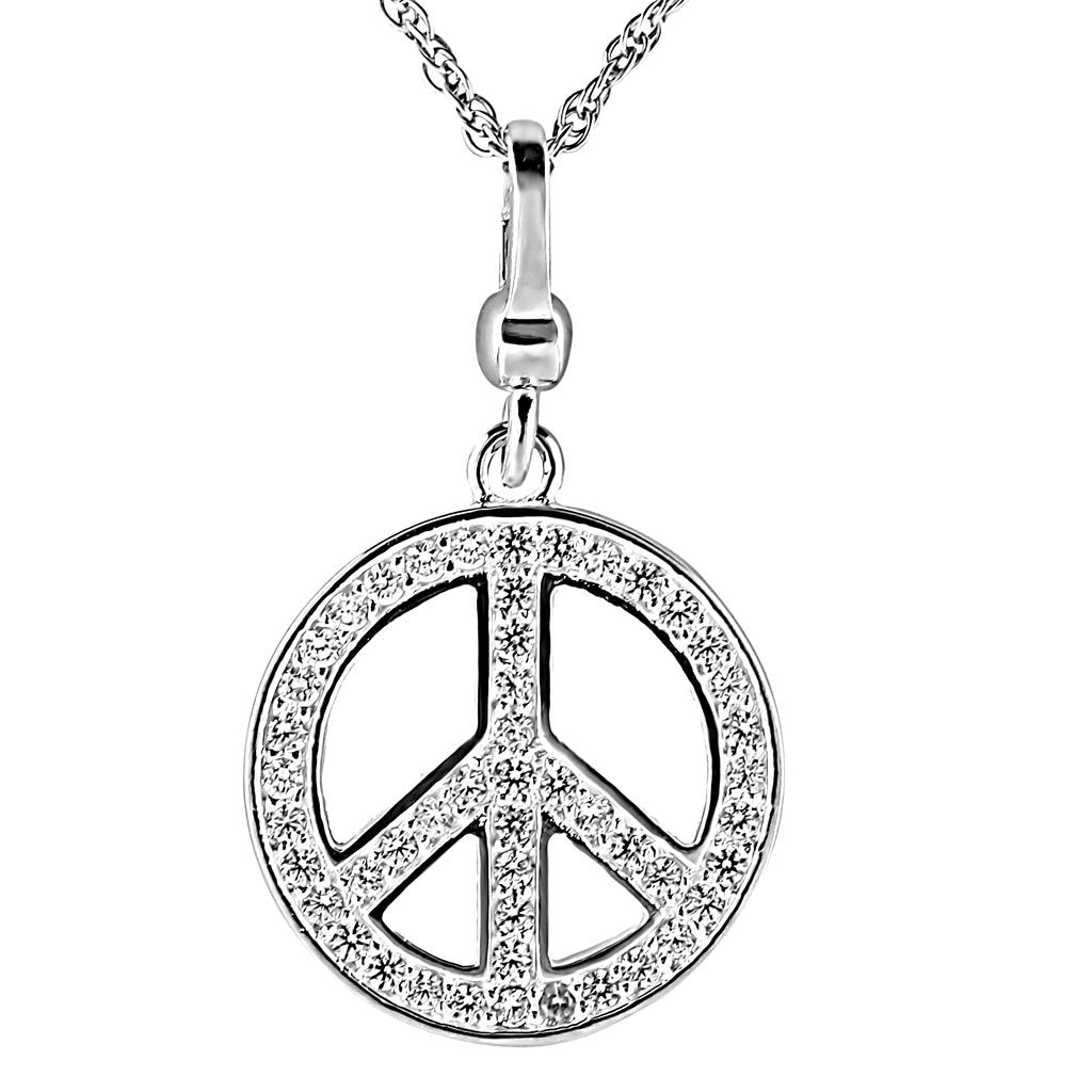 Silver 925 Sterling Silver Chain Pendant with AAA Grade CZ  in Clear
