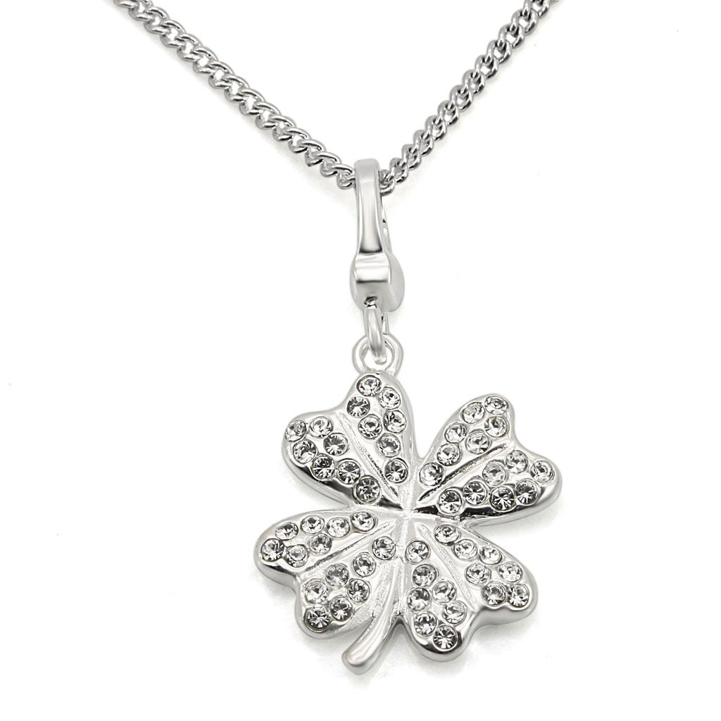Silver 925 Sterling Silver Chain Pendant with Top Grade Crystal  in Clear