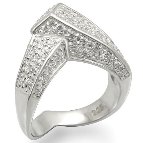 Silver 925 Sterling Silver Ring with AAA Grade CZ  in Clear