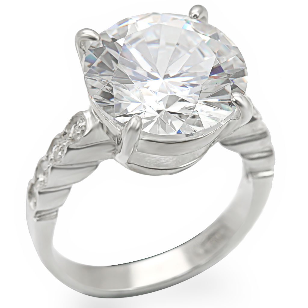 Silver 925 Sterling Silver Ring with AAA Grade CZ  in Clear