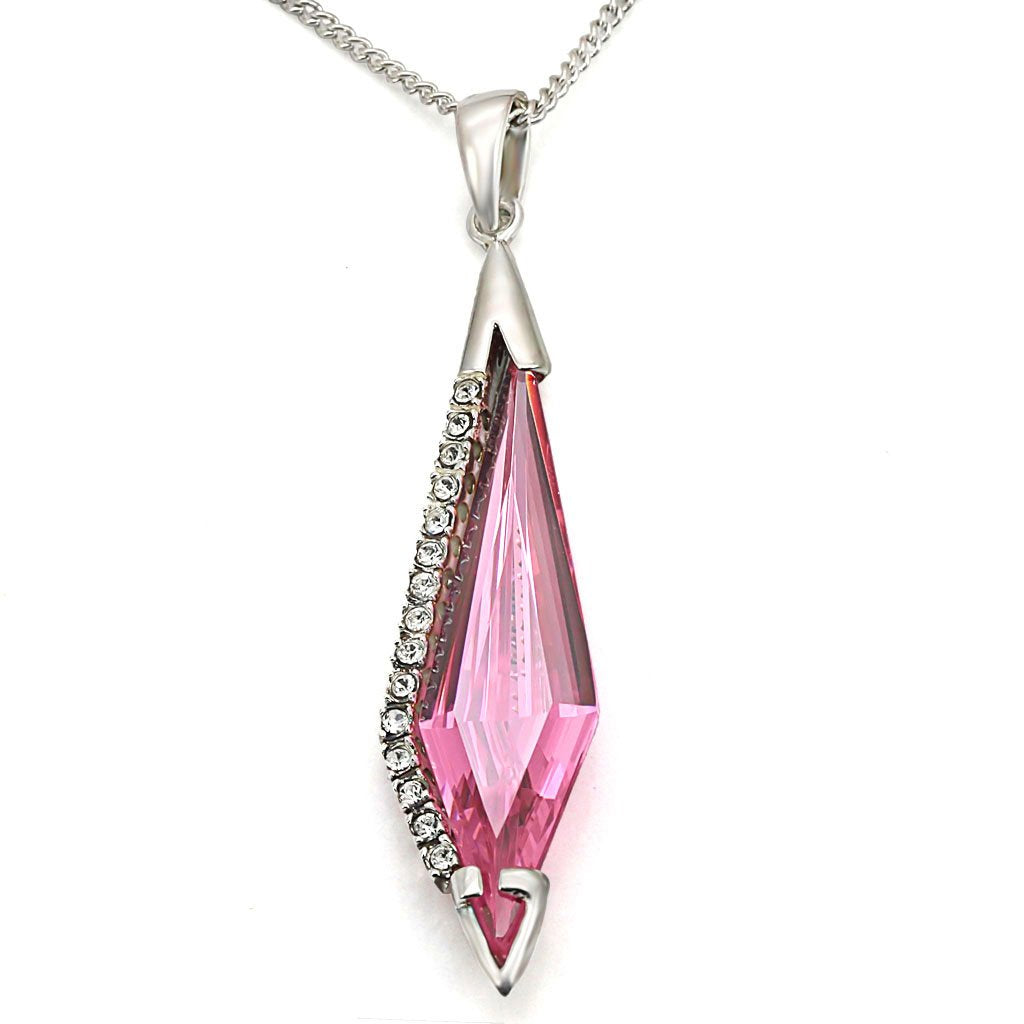 Silver 925 Sterling Silver Pendant with AAA Grade CZ  in Rose