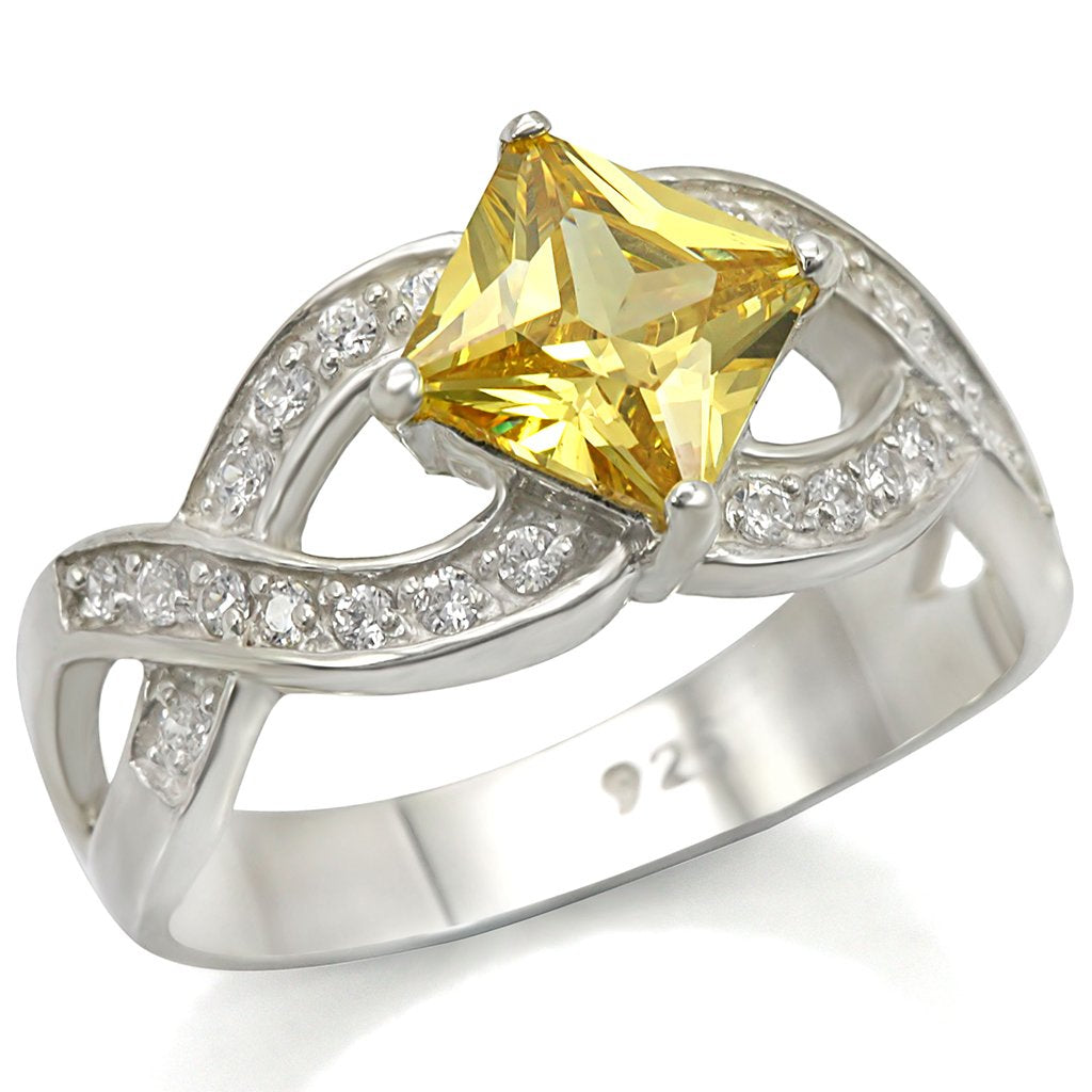 Silver 925 Sterling Silver Ring with AAA Grade CZ  in Topaz