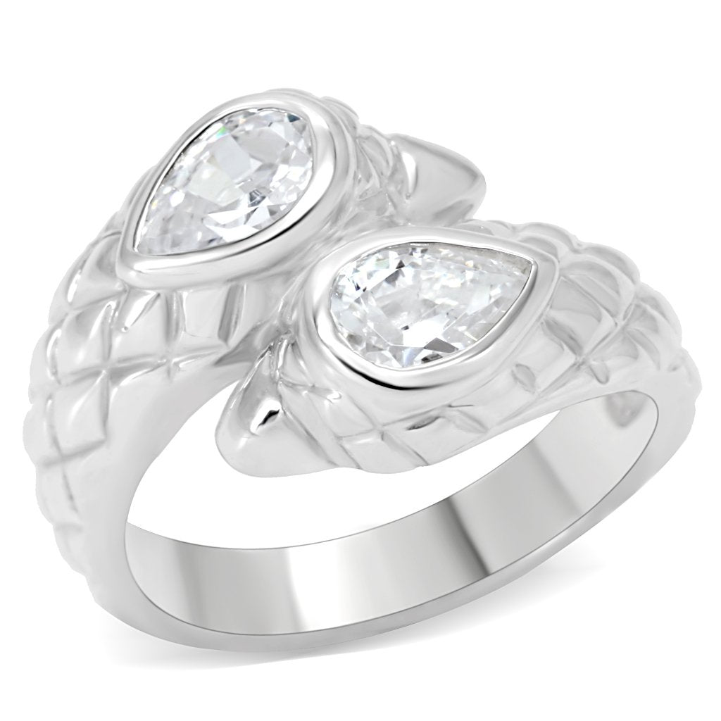 Silver 925 Sterling Silver Ring with AAA Grade CZ  in Clear