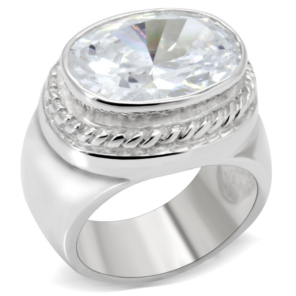 Silver 925 Sterling Silver Ring with AAA Grade CZ  in Clear