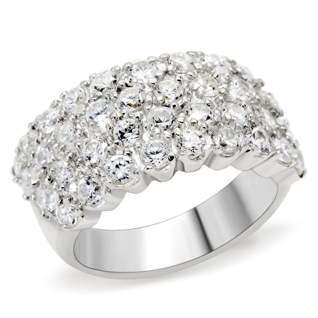 Silver 925 Sterling Silver Ring with AAA Grade CZ  in Clear