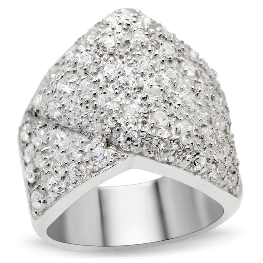 Silver 925 Sterling Silver Ring with AAA Grade CZ  in Clear