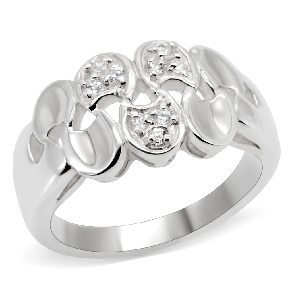 Silver 925 Sterling Silver Ring with AAA Grade CZ  in Clear