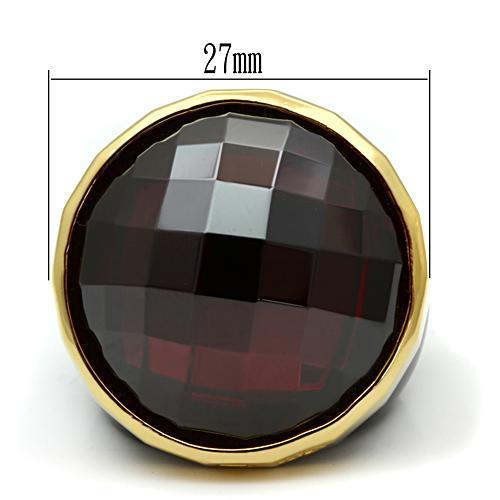 Gold 925 Sterling Silver Ring with AAA Grade CZ  in Garnet