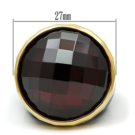 Gold 925 Sterling Silver Ring with AAA Grade CZ  in Garnet