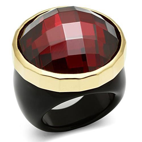 Gold 925 Sterling Silver Ring with AAA Grade CZ  in Garnet