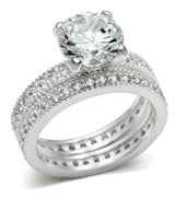 Rhodium 925 Sterling Silver Ring with AAA Grade CZ  in Clear
