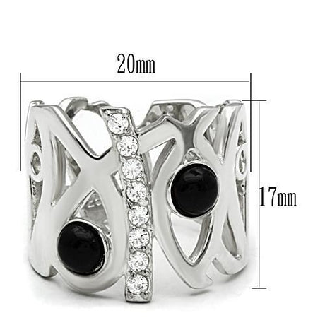 Silver 925 Sterling Silver Ring with Semi-Precious Onyx in Jet