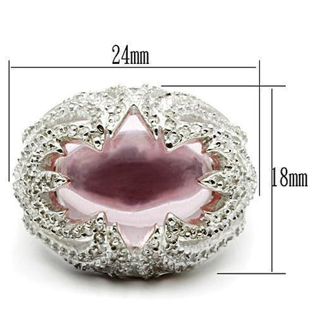 Silver 925 Sterling Silver Ring with Synthetic Synthetic Glass in Light Rose