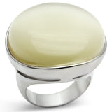 Silver 925 Sterling Silver Ring with Synthetic Cat Eye in White