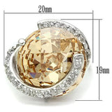 Silver 925 Sterling Silver Ring with AAA Grade CZ  in Champagne