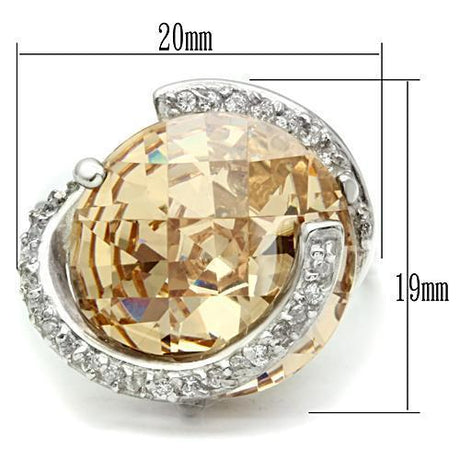 Silver 925 Sterling Silver Ring with AAA Grade CZ  in Champagne