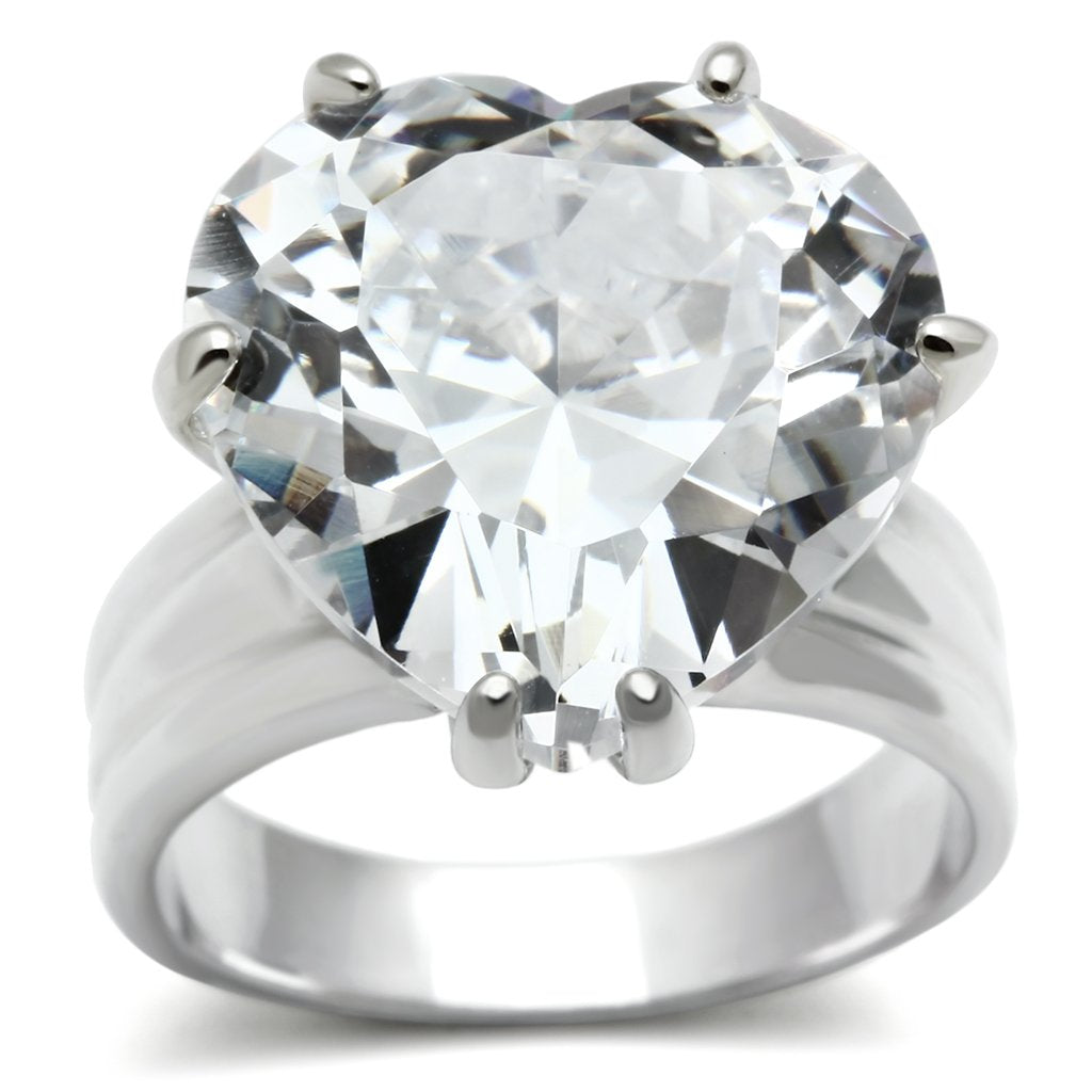 Silver 925 Sterling Silver Ring with AAA Grade CZ  in Clear