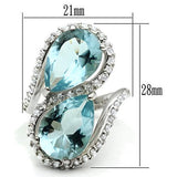 Silver 925 Sterling Silver Ring with Synthetic Synthetic Glass in Sea Blue
